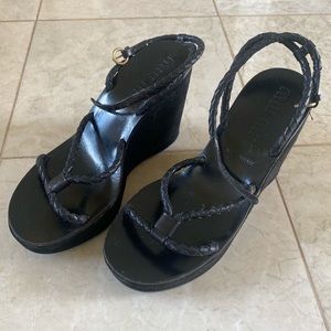 Miu Miu black platform wedge sz 38 strappy